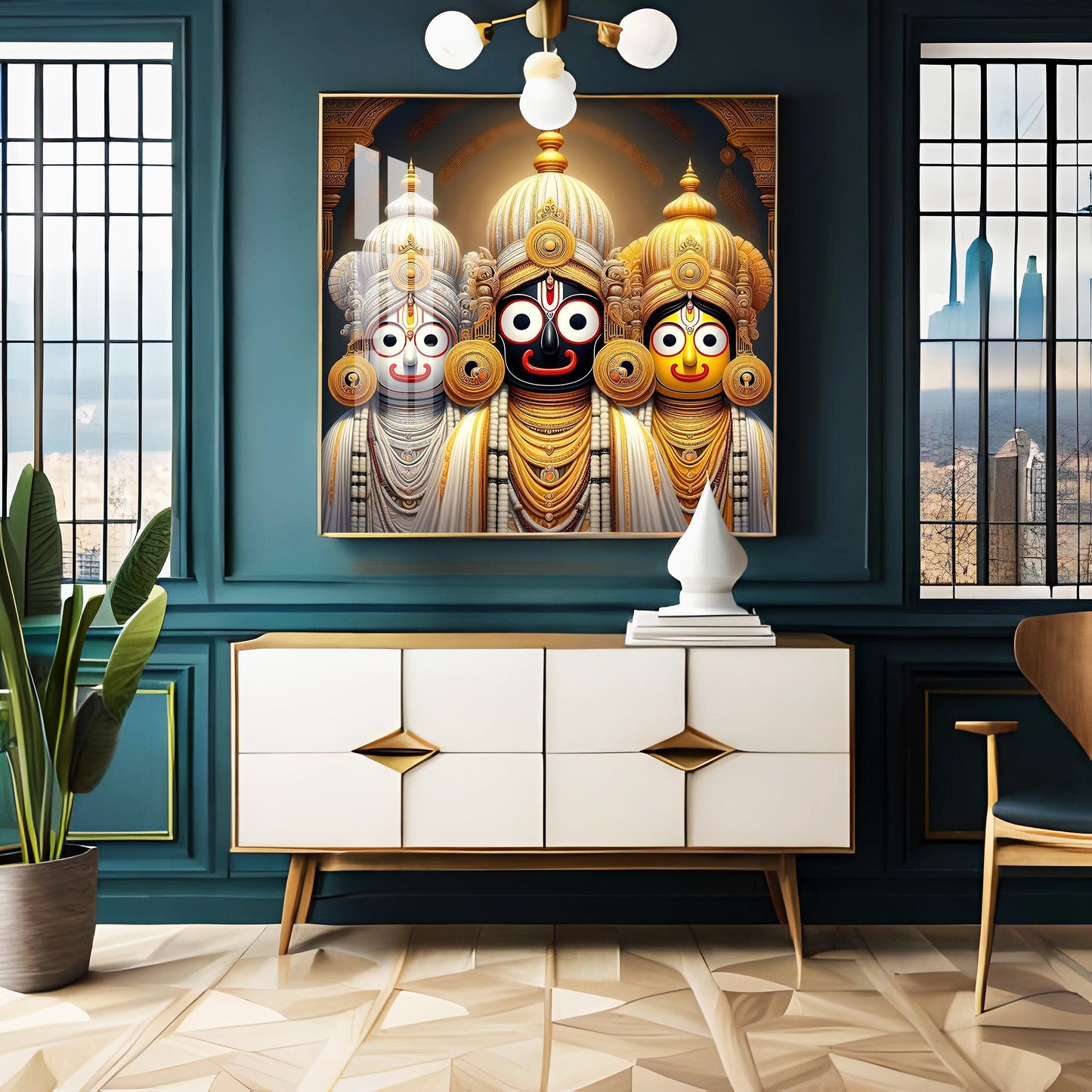 Lord Jagannath Balabhadra And Subhadra Premium Acrylic Square Wall Art