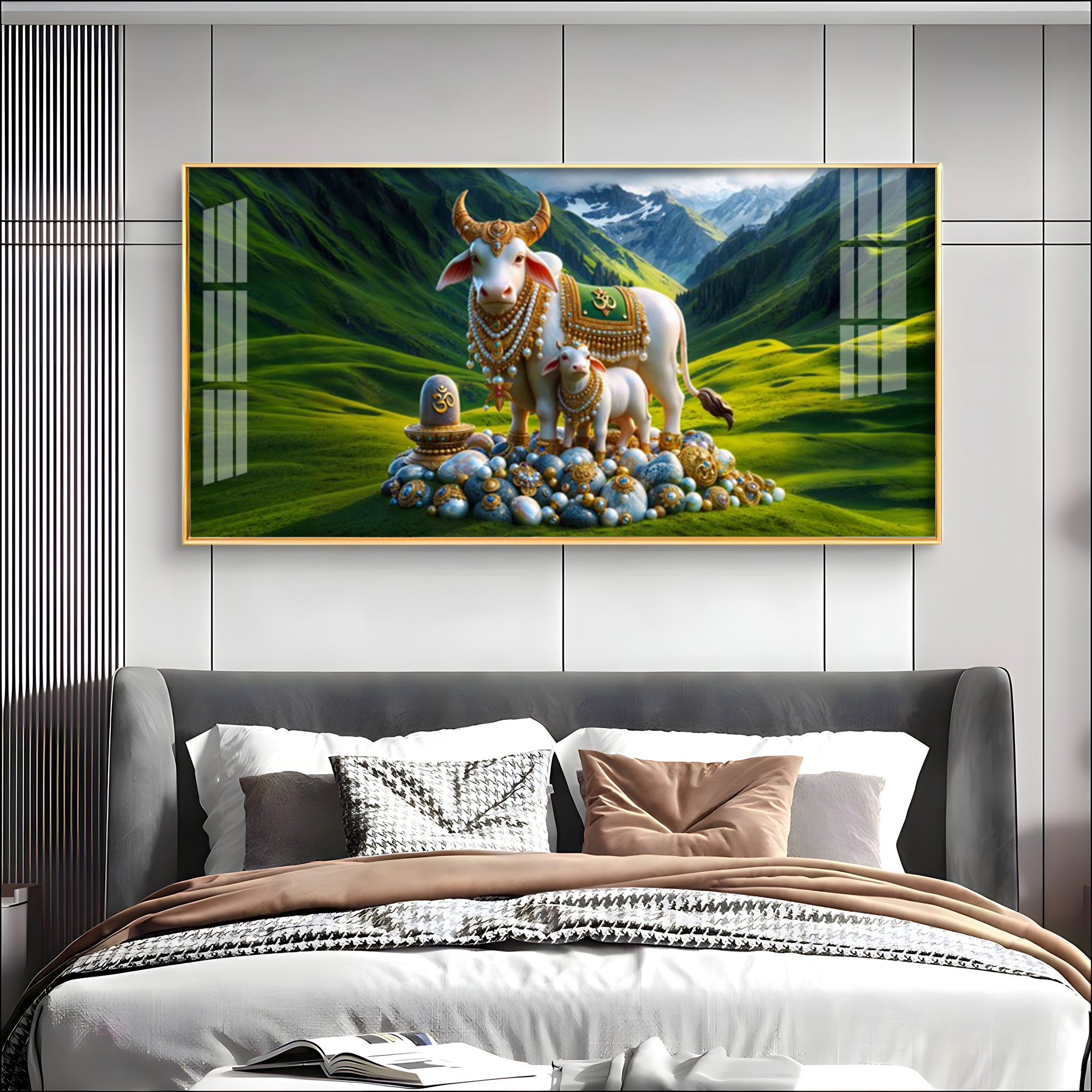 Sacred Nandi In Valley Premium Acrylic Horizontal Wall Art