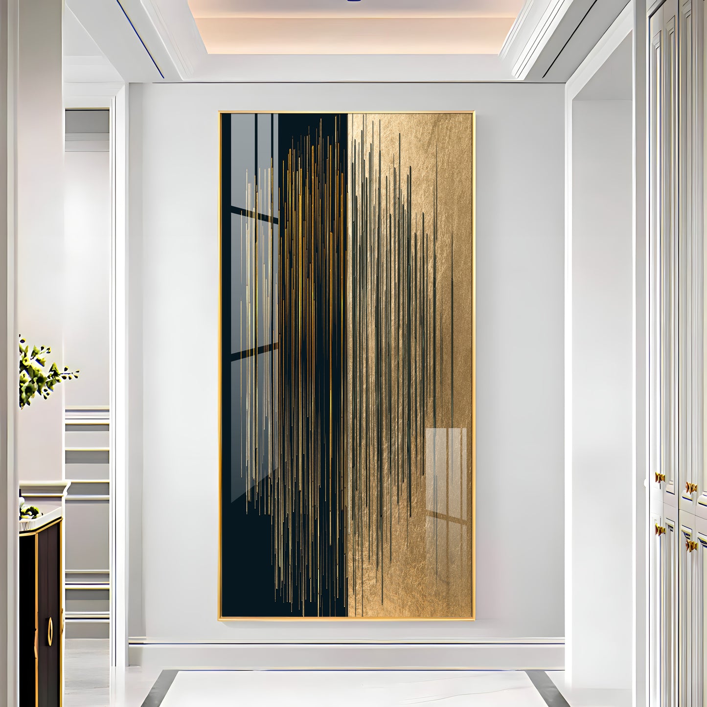 Black & Golden Textured Premium Acrylic Vertical Wall Art