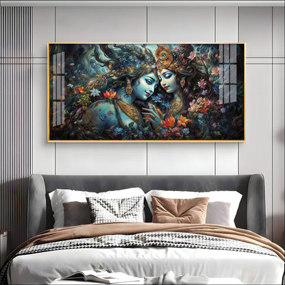 Mystical Love Of Radha Krishna Premium Acrylic Horizontal Wall Art