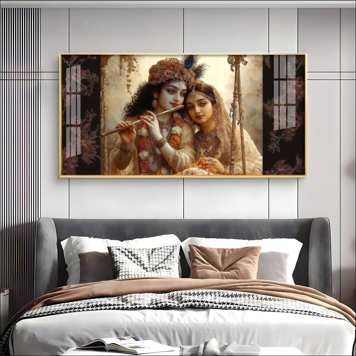 Loving Radha Krishna Premium Acrylic Horizontal Wall Art