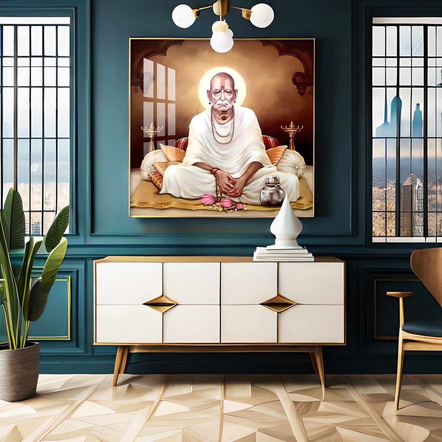 Shri Swami Samarth Maharaj Premium Acrylic Square Wall Art