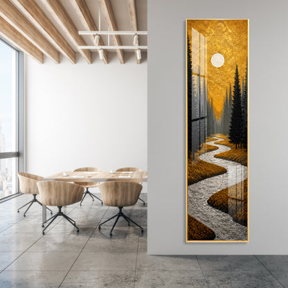 Golden Winding River Forest Premium Acrylic Vertical Wall Art