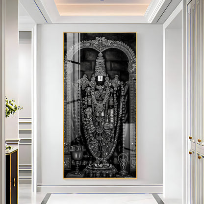 Tirupati Balaji In Charcoal & Graphite Finish Premium Acrylic Vertical Wall Art