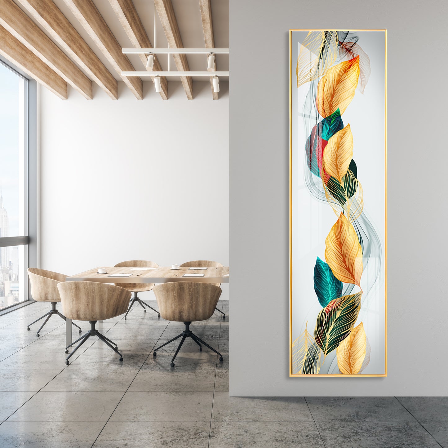 Flowing Leaves Premium Acrylic Vertical Wall Art