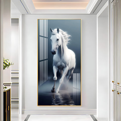 Beautiful White Horse Premium Acrylic Vertical Wall Art