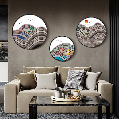 Flair Style Hills Premium Acrylic Round Wall Art (Set of 3)