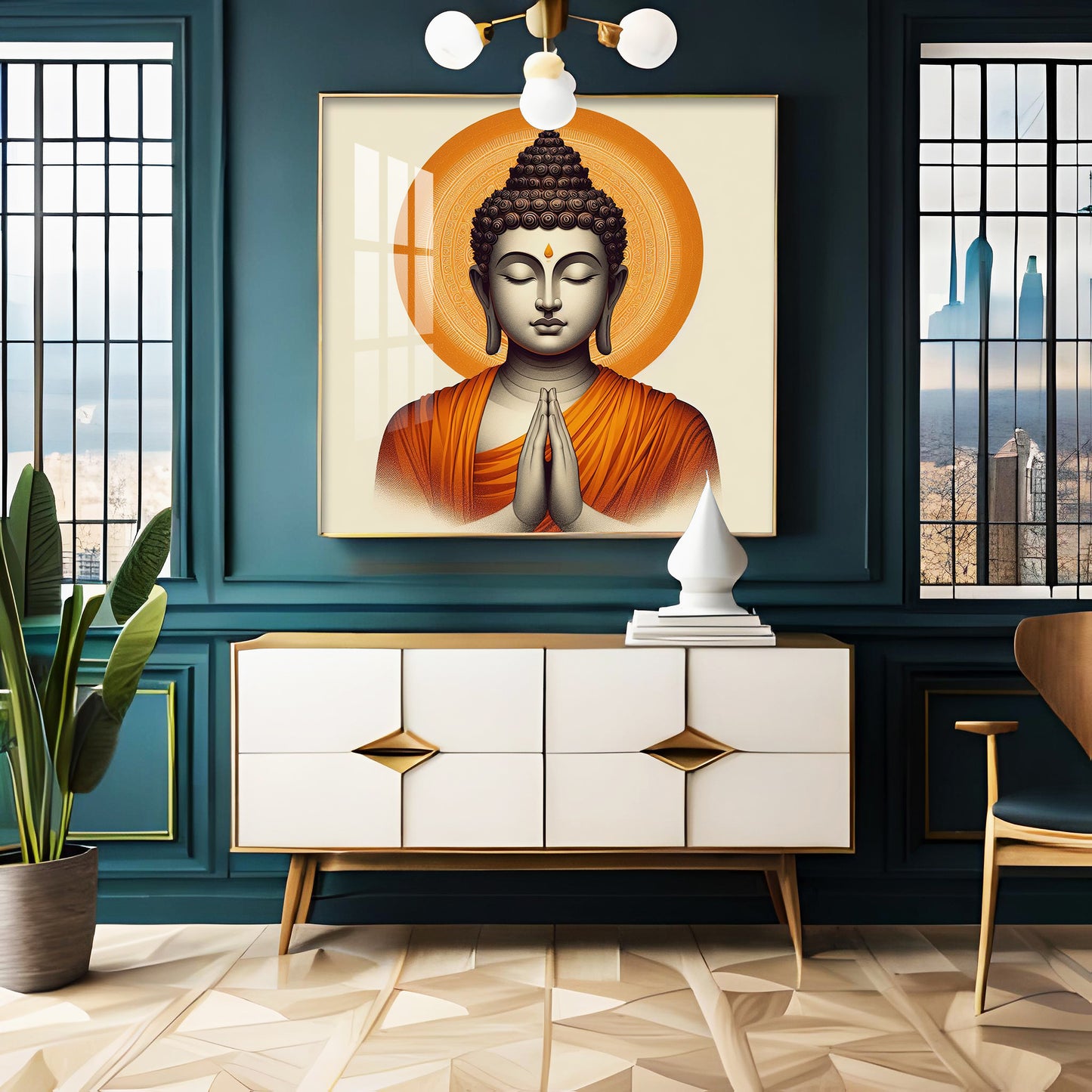 Lord Buddha Premium Acrylic Square Wall Art