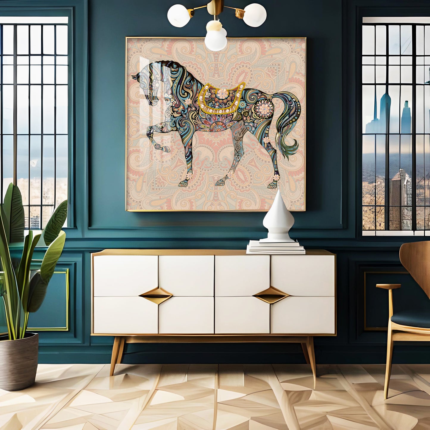 Traditional Horse Premium Acrylic Square Wall Art