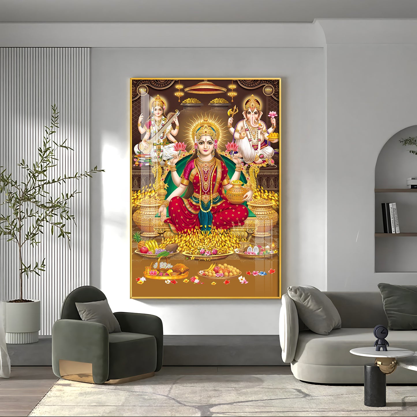 Goddess Maha Laxmi Ji Premium Acrylic Vertical Wall Art