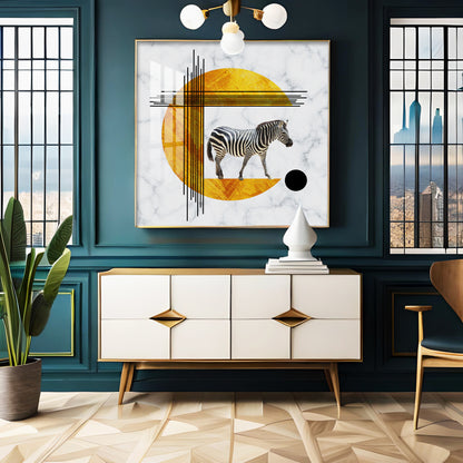 Roaming Zebra Premium Acrylic Square Wall Art