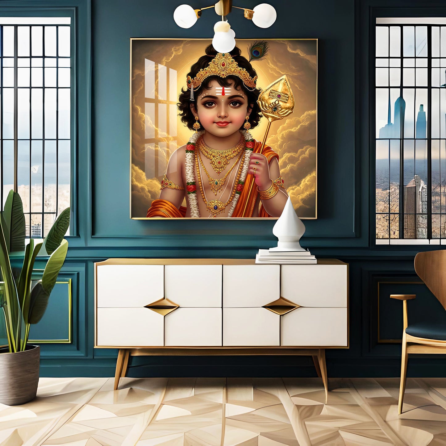 Bhagwan Murugan Blessing Premium Acrylic Square Wall Art