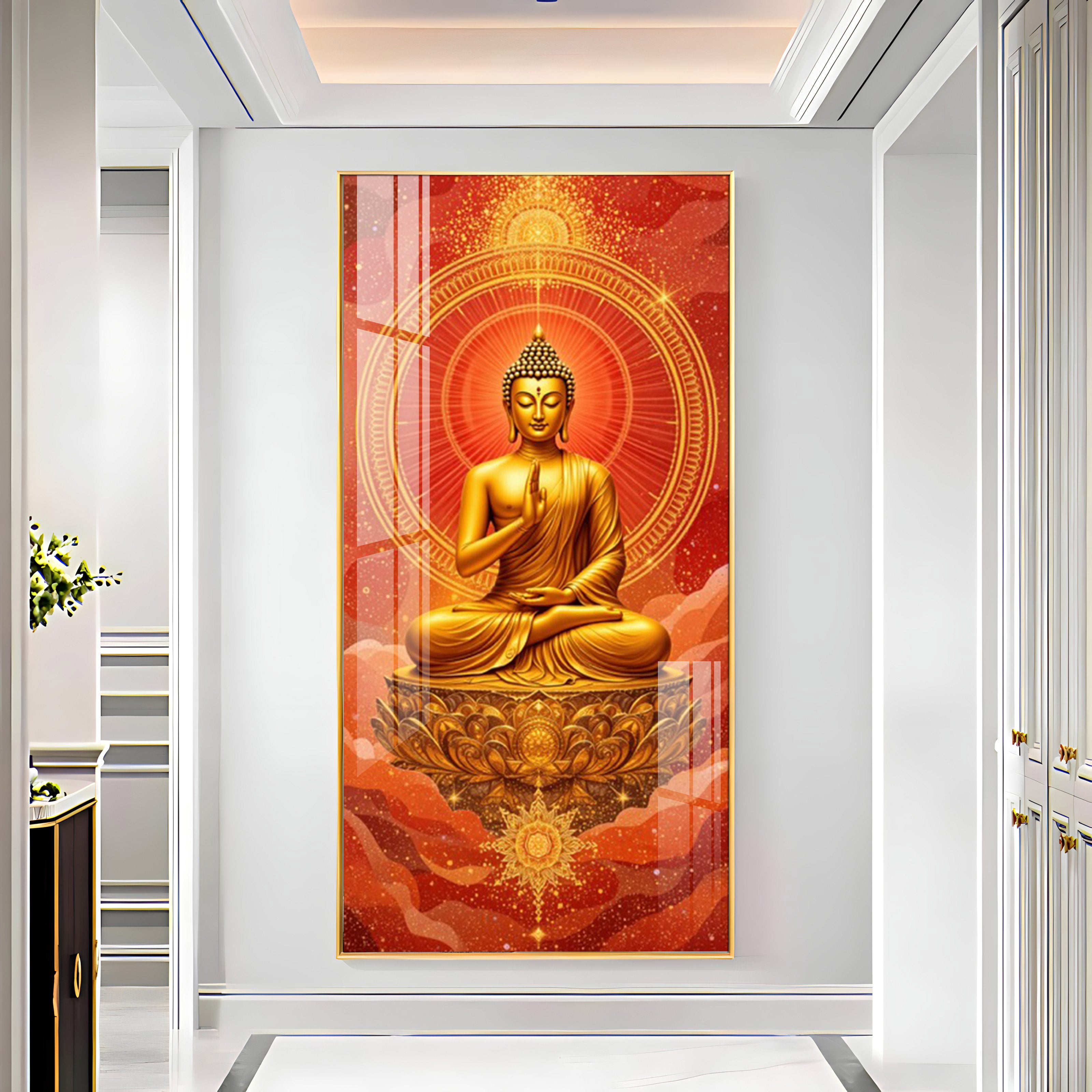 Crimson Buddha Premium Acrylic Vertical Wall Art