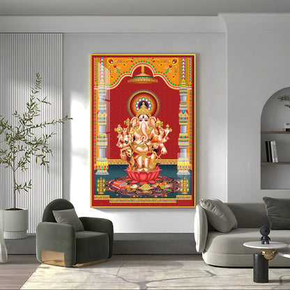 Lord Ganesh Blessings Premium Acrylic Vertical Wall Art