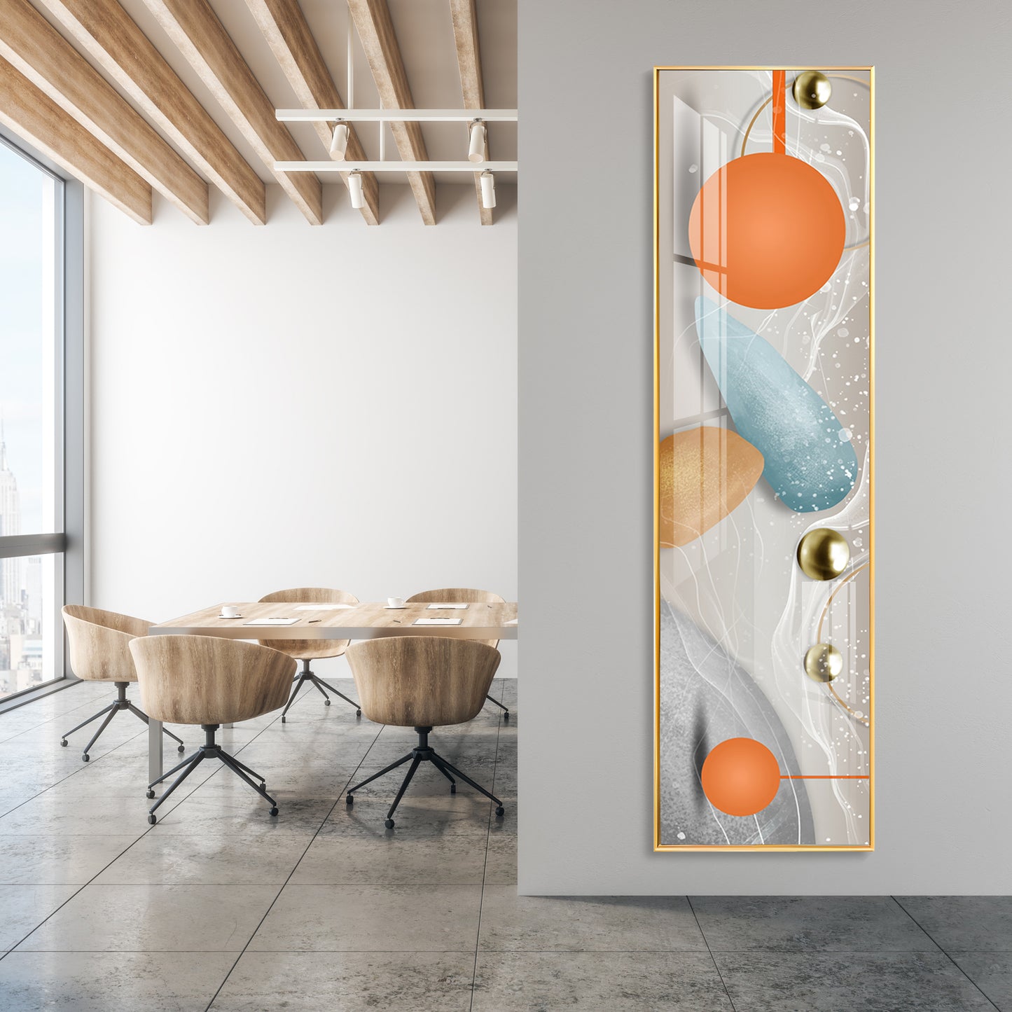 Illustration Geometric Modern Blocks Premium Acrylic Vertical Wall Art