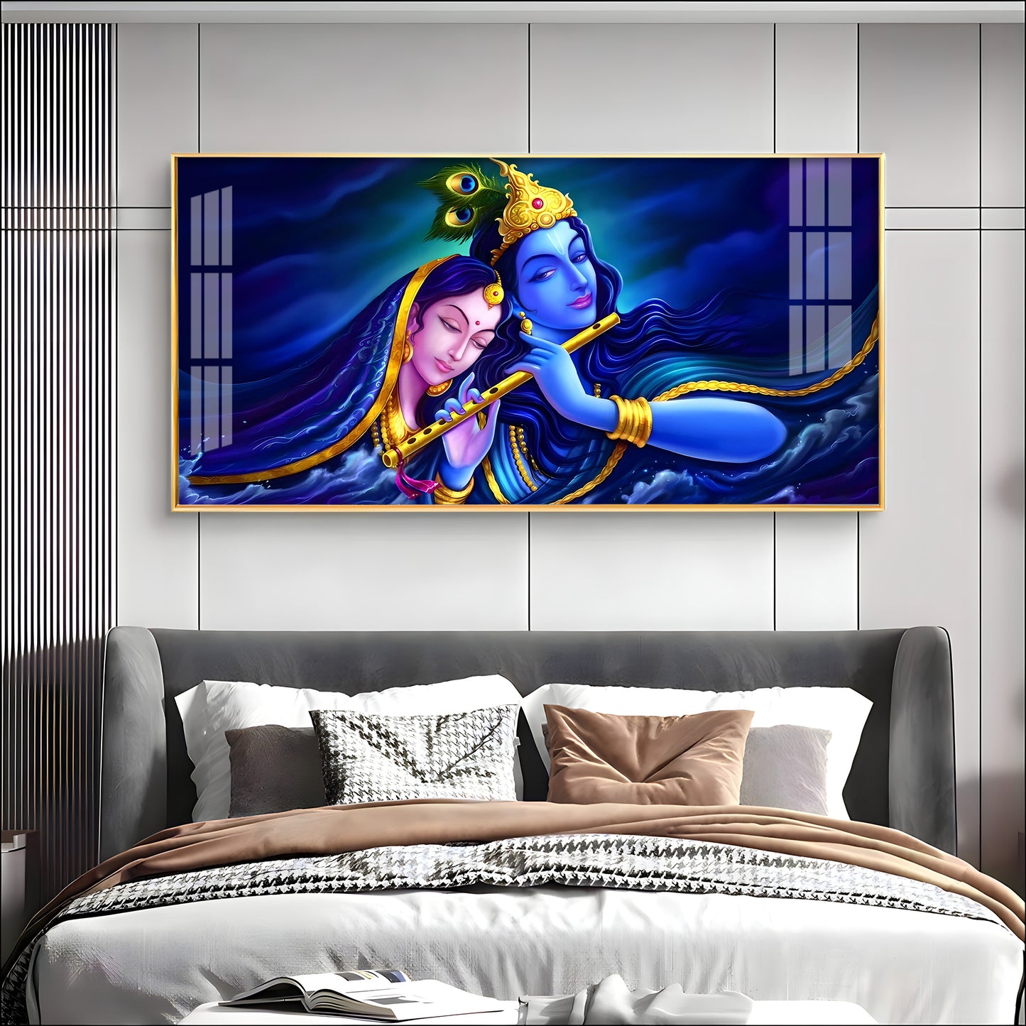 Credence Radha Krishna Love Premium Acrylic Horizontal Wall Art