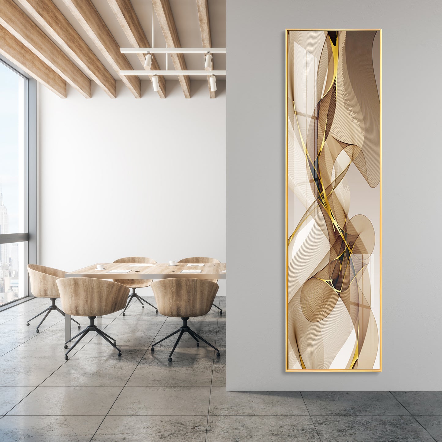 Black Gold Abstract Vertical Premium Acrylic Vertical Wall Art