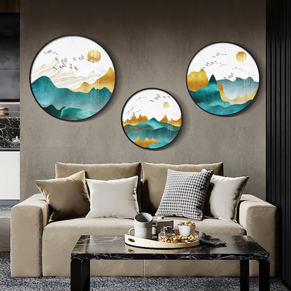 Mountain Scenery Premium Acrylic Round Wall Art (Set of 3)