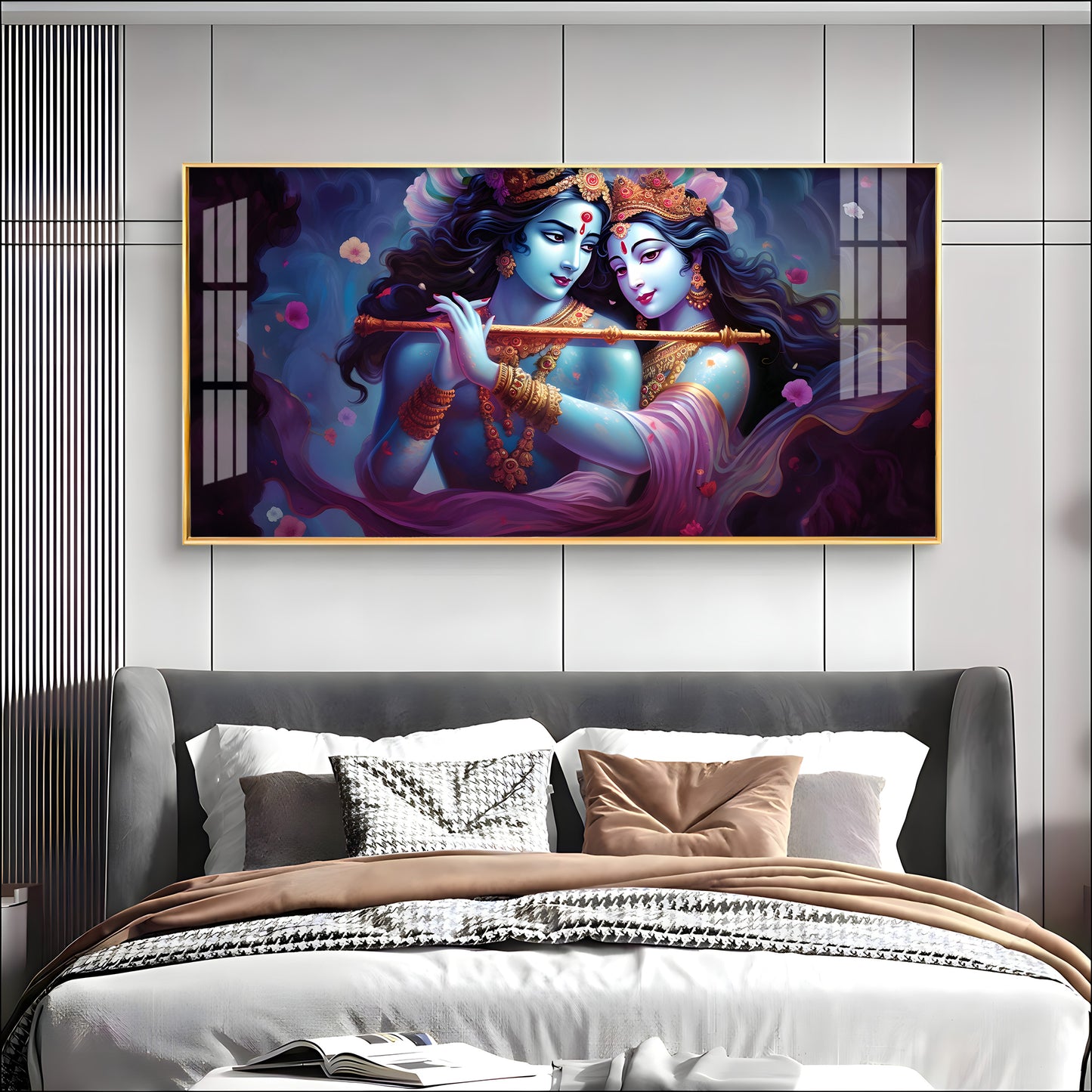 Radha Krishna Unforgetful Love Premium Acrylic Horizontal Wall Art