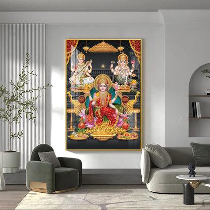 Goddess Laxmi Ji Sacred Serenity Premium Acrylic Vertical Wall Art