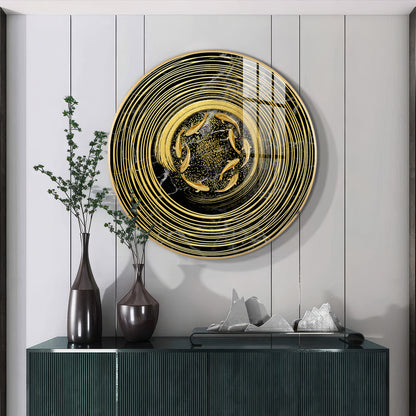 Koi In Spiral Premium Acrylic Round Wall Art