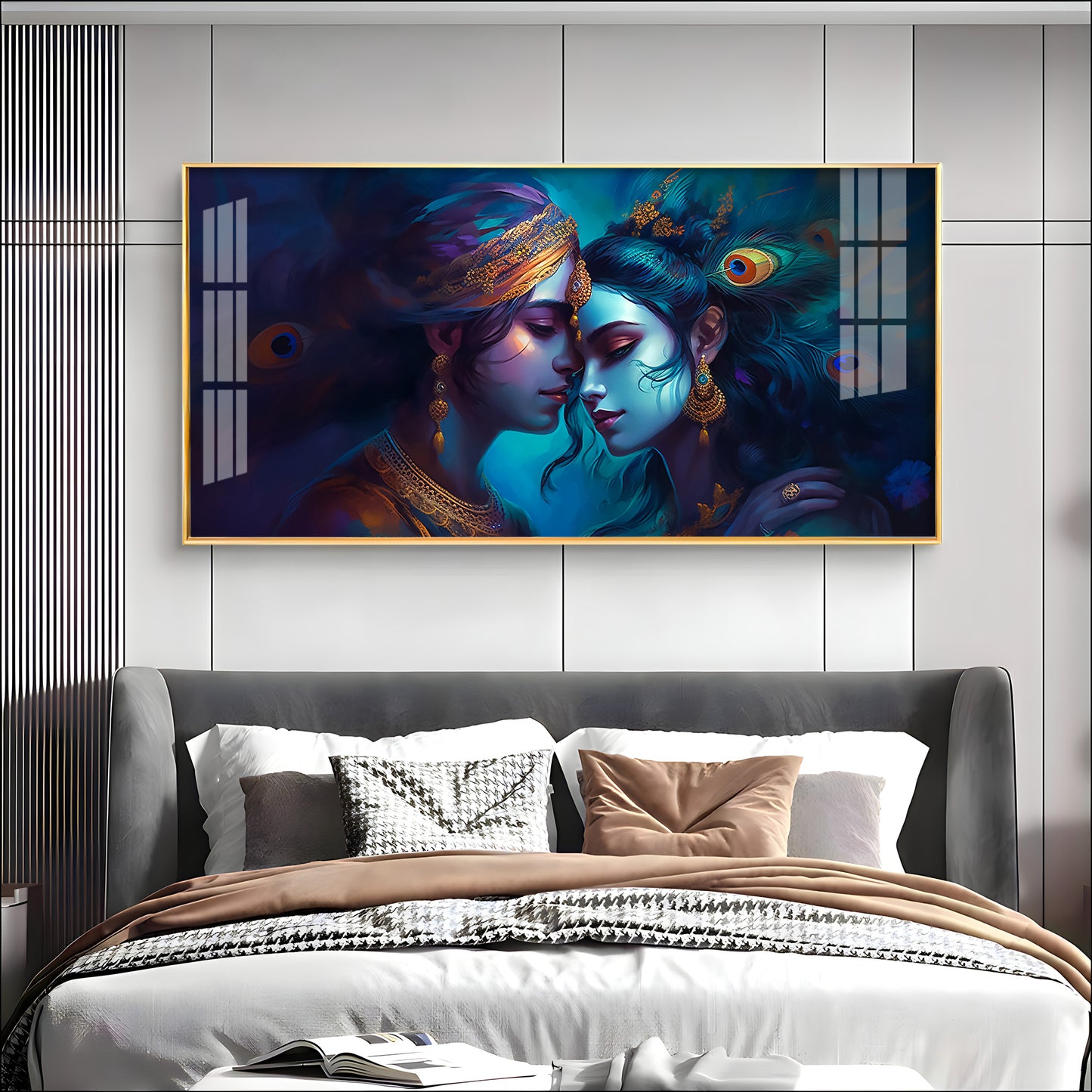 Quardro Radha Krishna Premium Acrylic Horizontal Wall Art