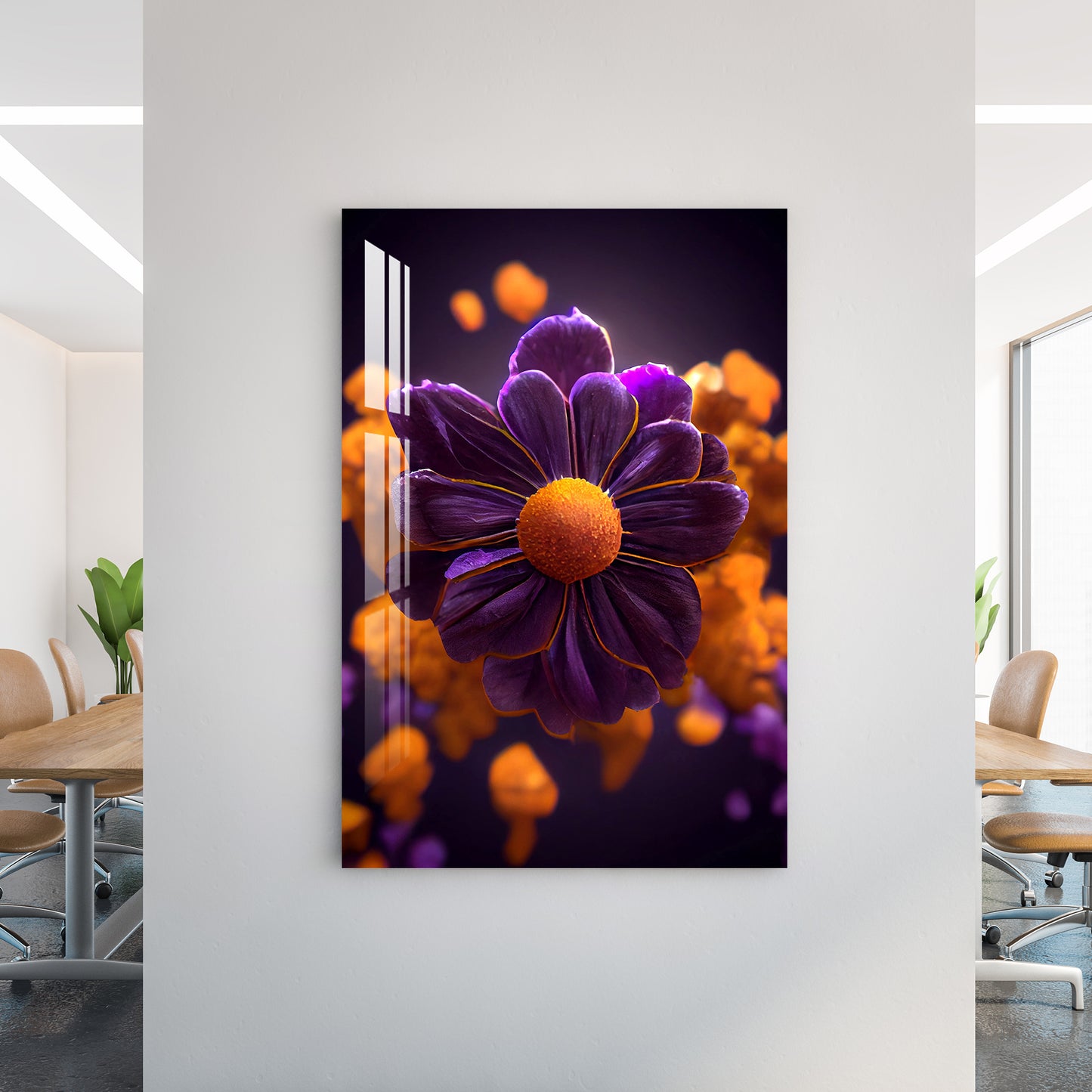 Violet African Marigold Acrylic Wall Art