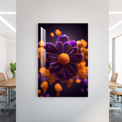 Violet African Marigold Acrylic Wall Art