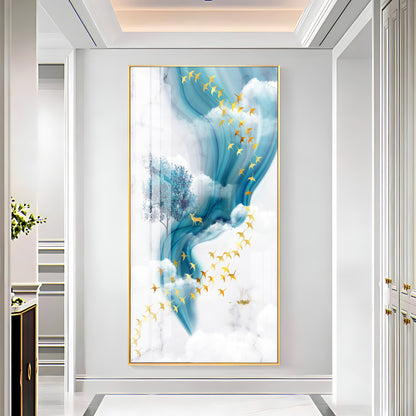 White & Blue Thoughts Premium Acrylic Vertical Wall Art