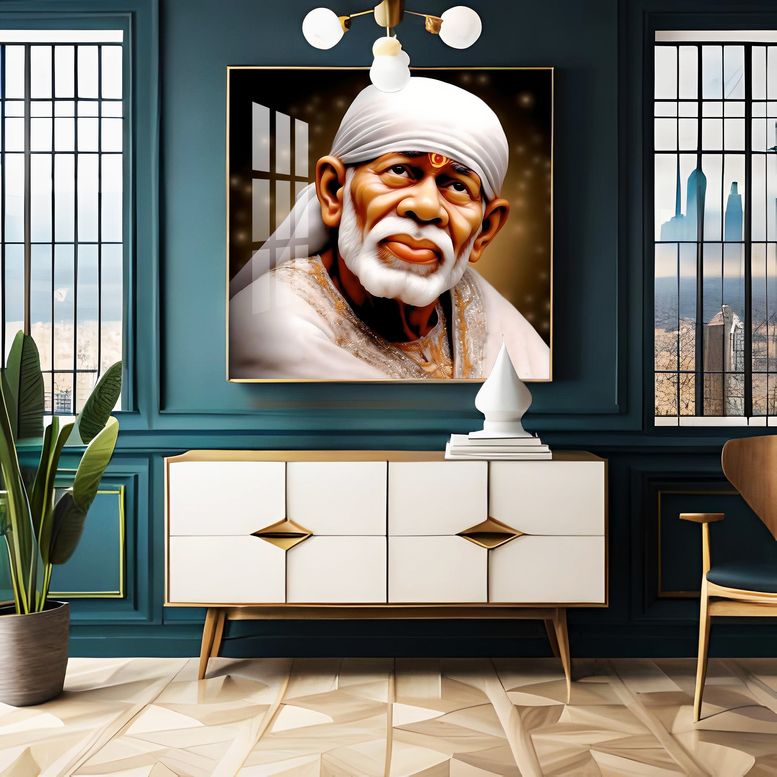 Om Sai Ram Premium Acrylic Square Wall Art