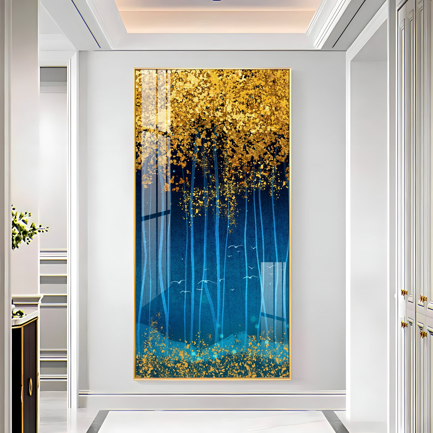 Sparkling Leaves Premium Acrylic Vertical Wall Art