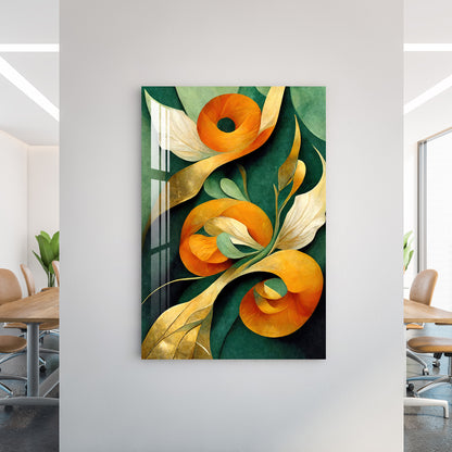 Orange & Green Botanical Acrylic Wall Art