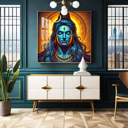 Shiv Bhole Baba Premium Acrylic Square Wall Art