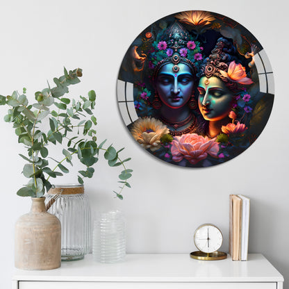 Mystical Radhe Krishna Round Acrylic Wall Art