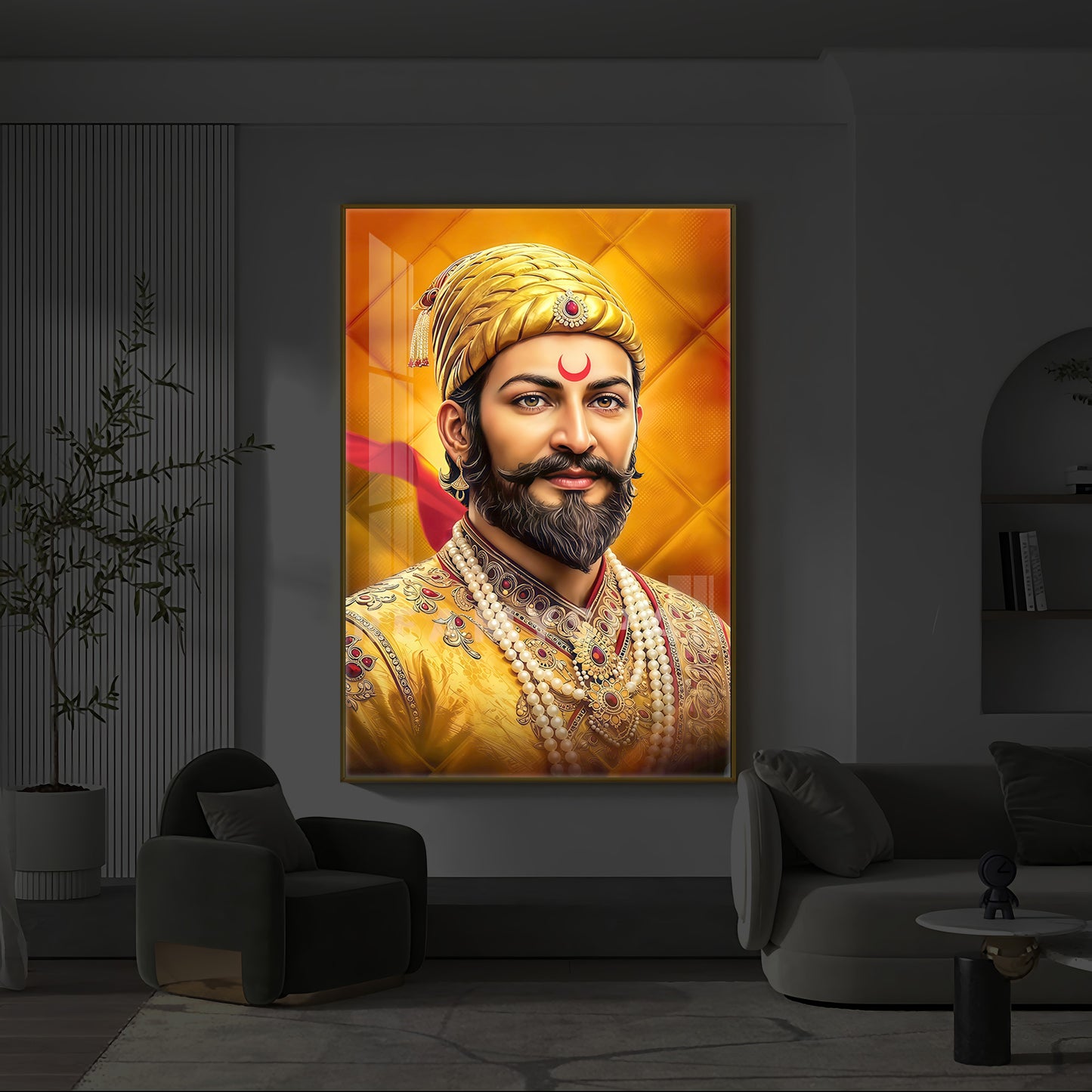 Chhatrapati Shivaji Modern Luxury Backlight Vertical Wall Art