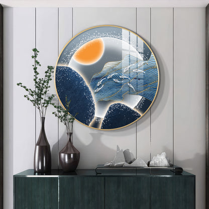 Glacier Koi Fish Premium Acrylic Round Wall Art
