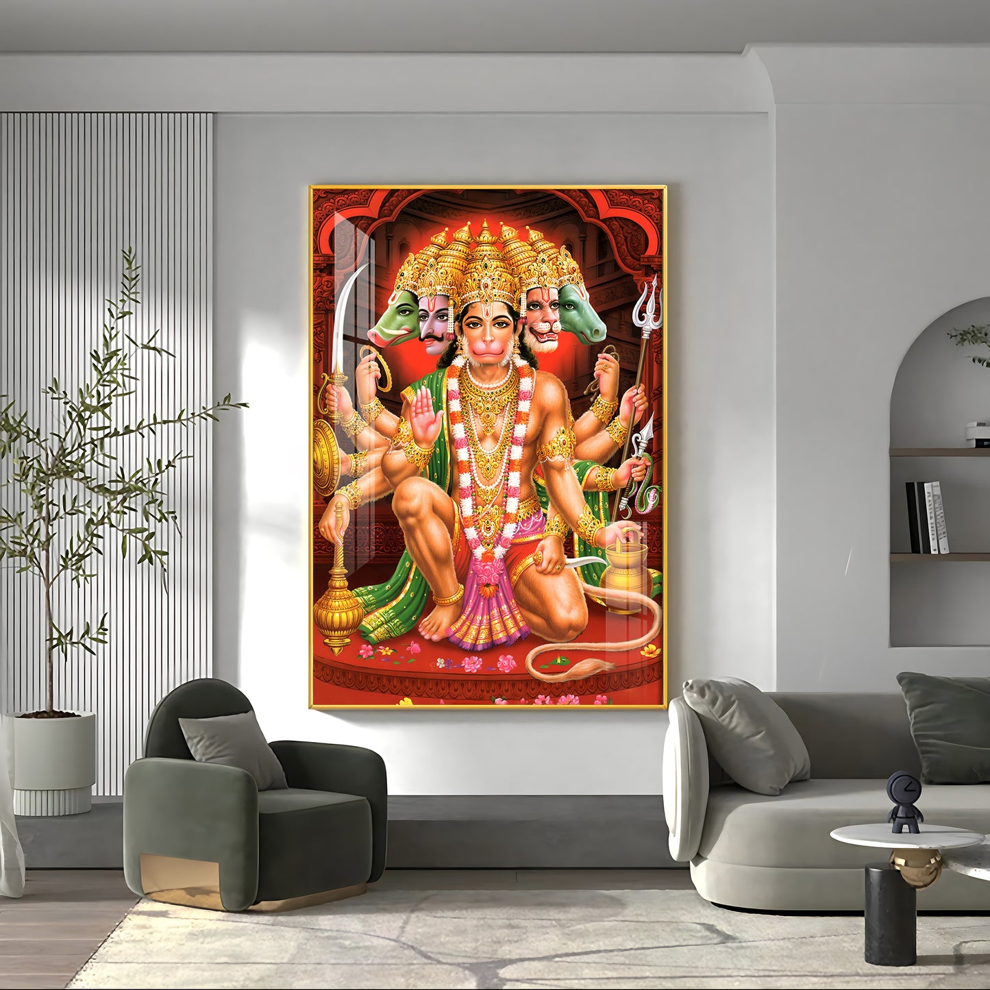 Divine Presence Of Lord Hanuman Premium Vertical Acrylic Wall Art