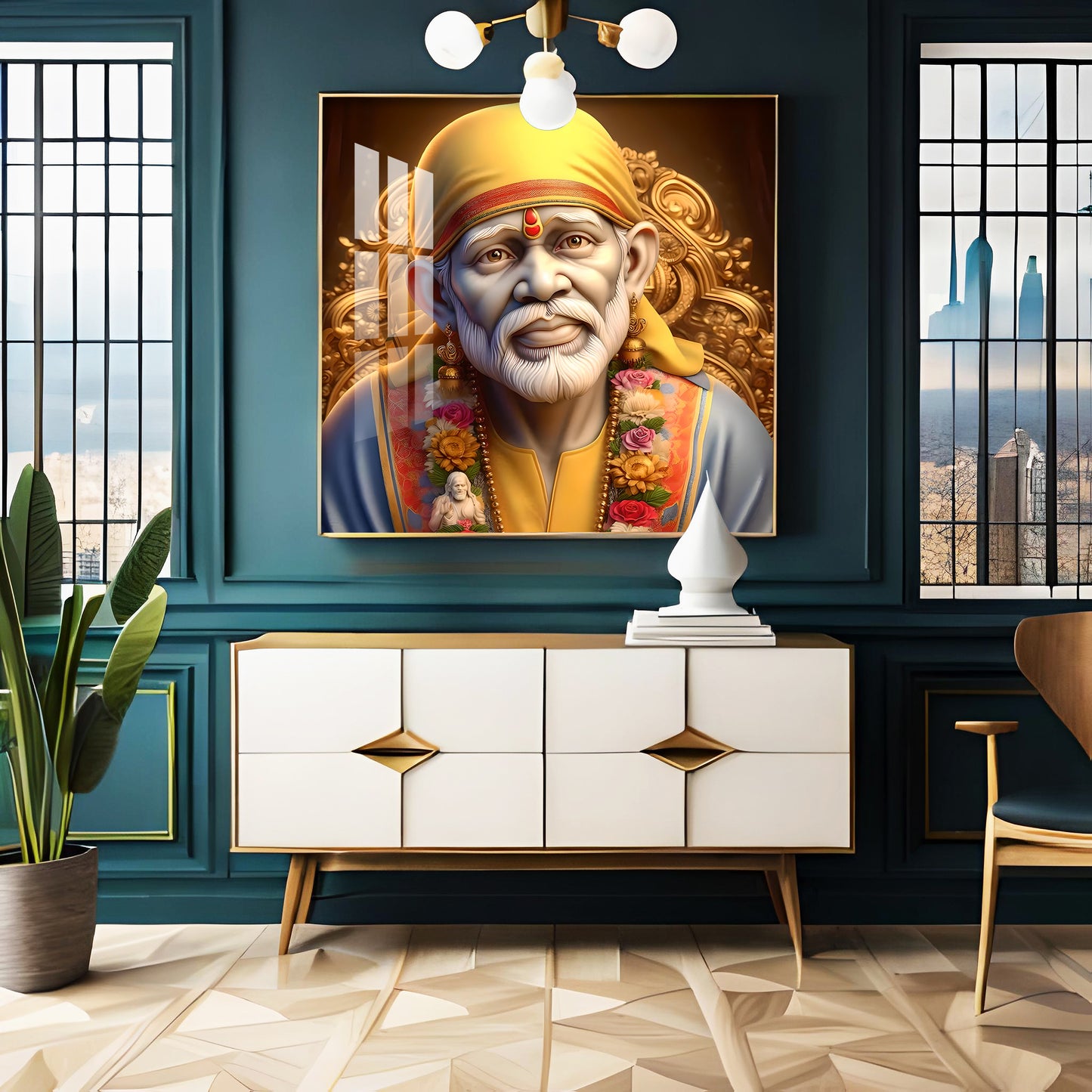 Sai Baba of Shirdi Premium Acrylic Square Wall Art