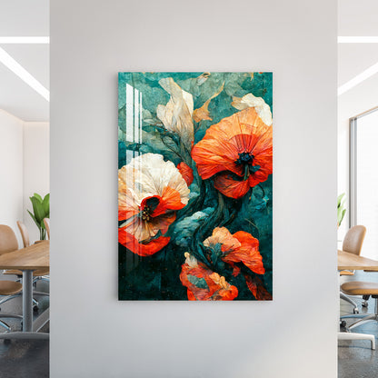 Orange Poppy Flowers Acrylic Wall Art