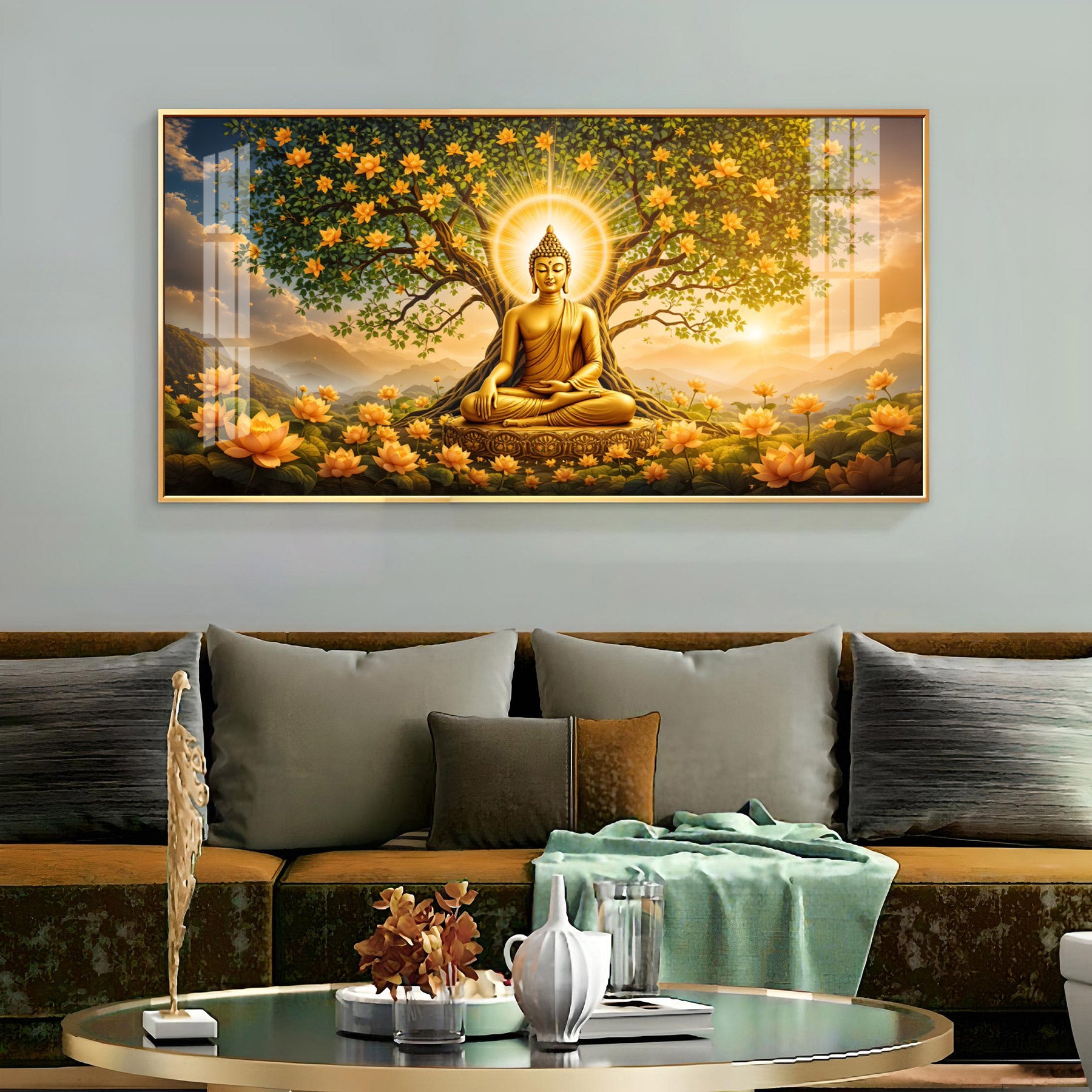 Buddha Meditating In Dayspring Premium Acrylic Horizontal Wall Art