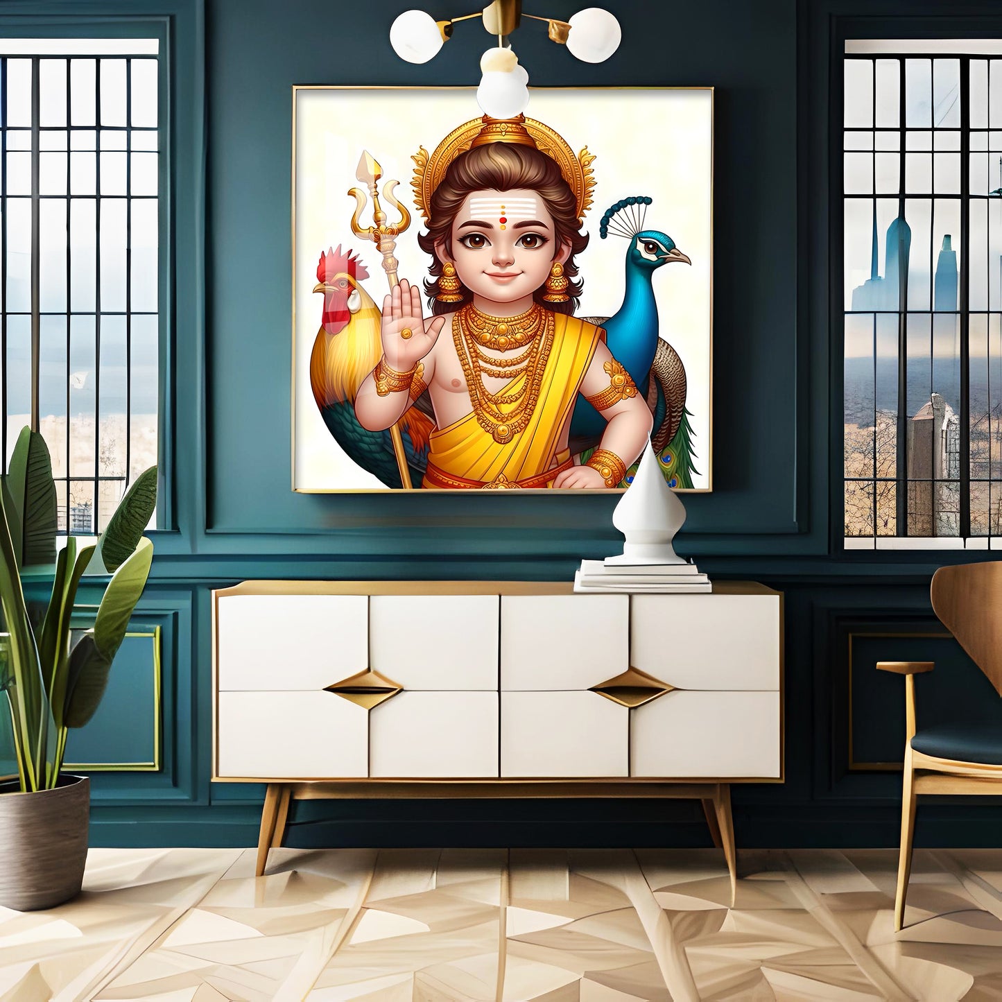 Lord Murugan Premium Acrylic Square Wall Art