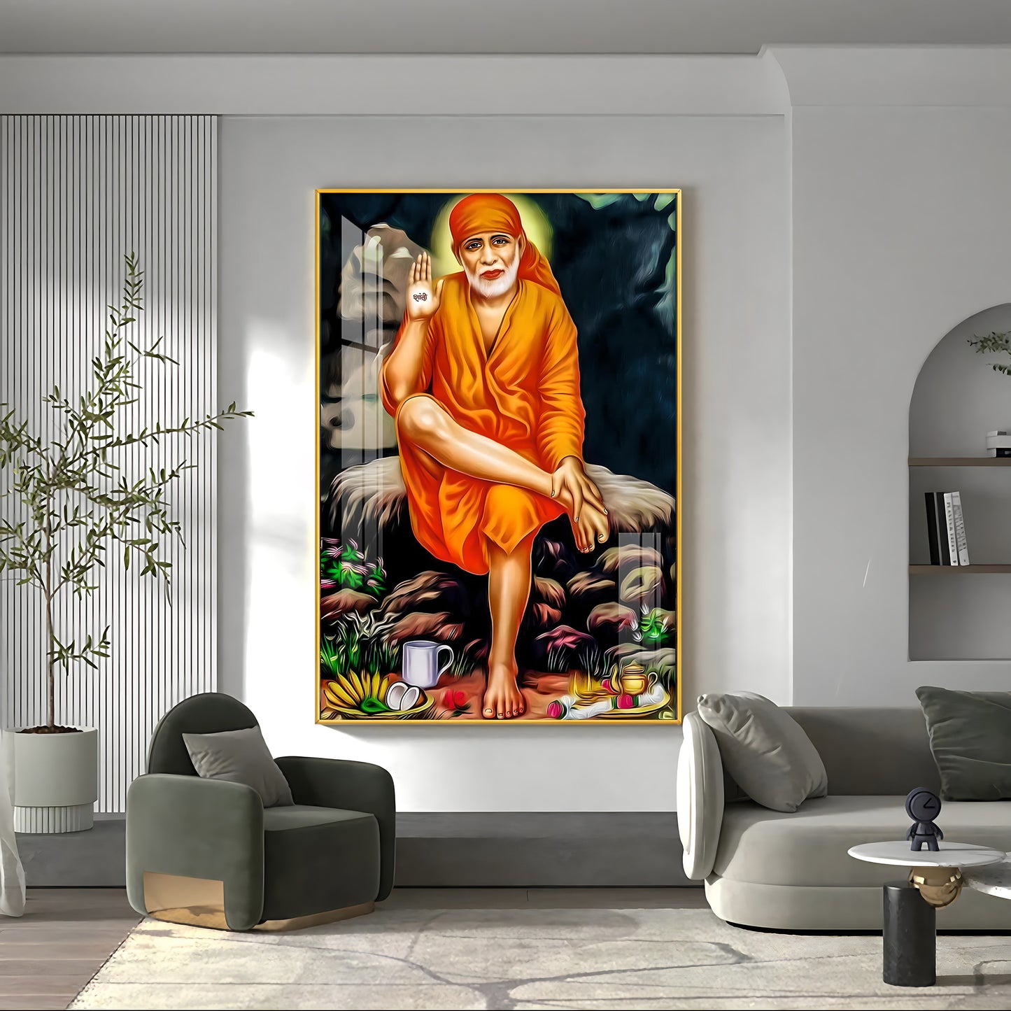 Sri Sai in Tranquil Premium Vertical Acrylic Wall Art