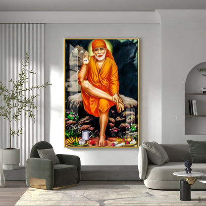 Sri Sai in Tranquil Premium Vertical Acrylic Wall Art