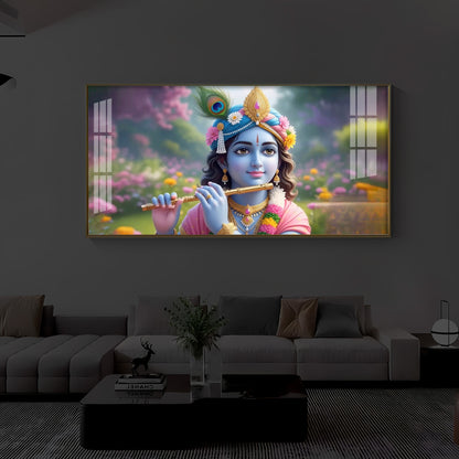 Krishna Ji Modern Luxury Backlight Horizontal Wall Art