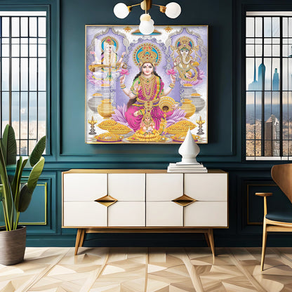 Maa Laxmi Deity Premium Acrylic Square Wall Art