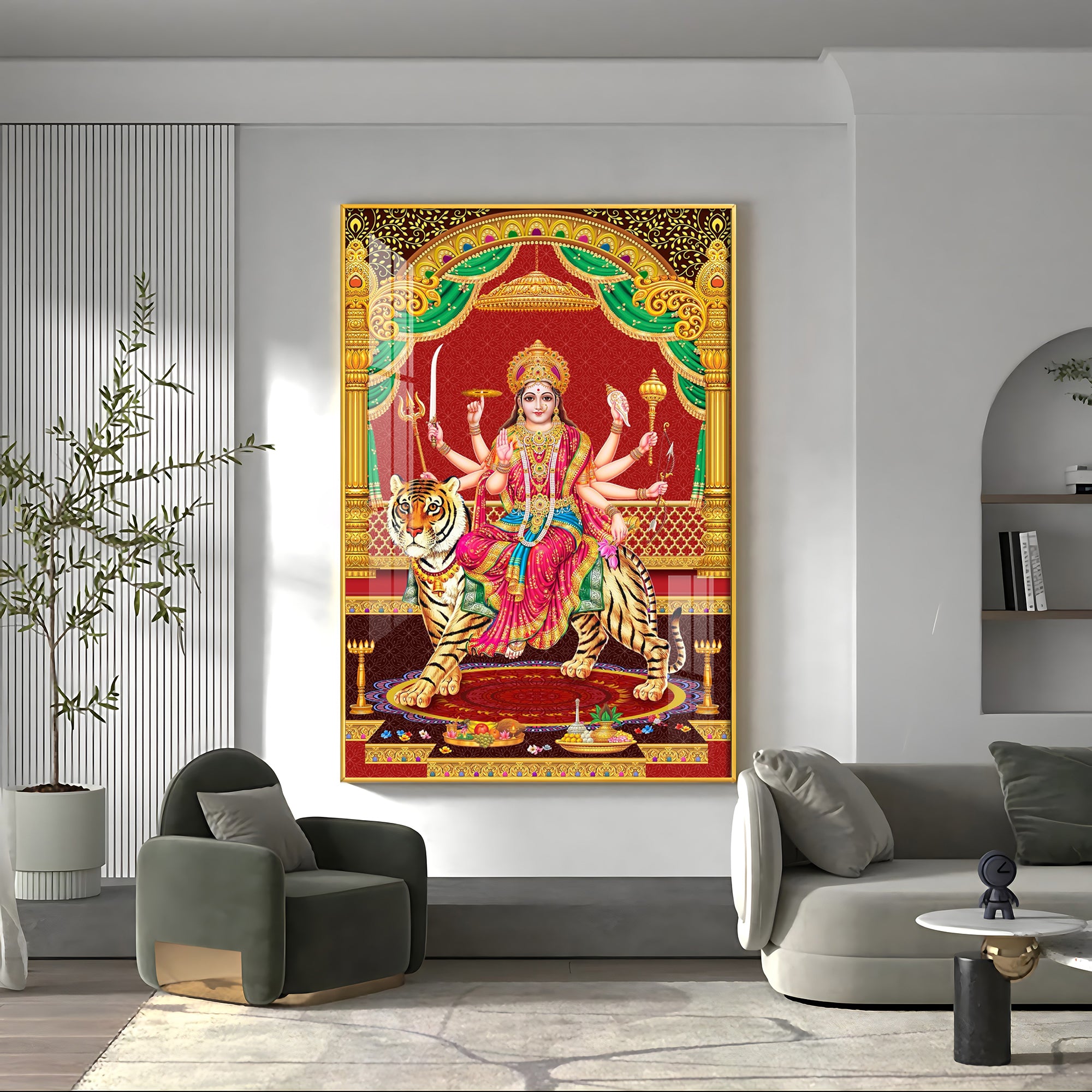 Divine Resonance Of Maa Durga Premium Acrylic Vertical Wall Art