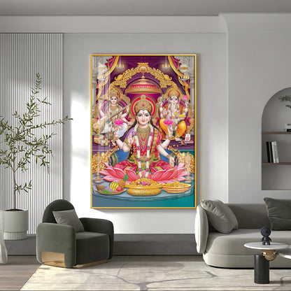 Mural of Hindu Goddesses Premium Acrylic Vertical Wall Art