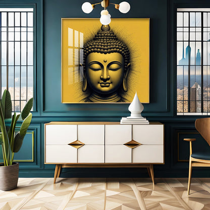 Lord Buddha Blessing Premium Acrylic Square Wall Art