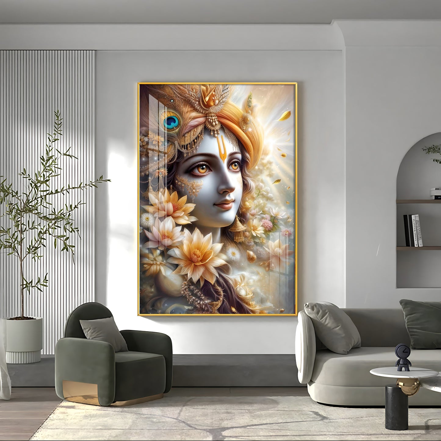 Krishna Bhakti Premium Acrylic Vertical Wall Art