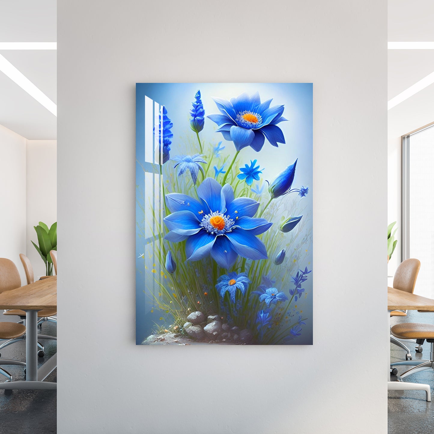 Cosmos Blue Flower Acrylic Wall Art